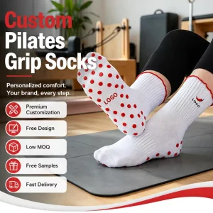 Customizable Pilates Yoga Socks Anti Slip Grippy Socks Dots Ruffle Premium Woman Breathable