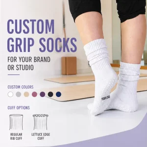 Customizable Pilates Yoga Socks Anti Slip Socks White Slouch Hearts Grip for Women