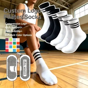 Customizable Socks Manufacturer Crew Cotton Sports Socks with Brand Logo Stripe Knitted Letter and Personalized Design