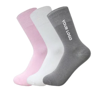 Customizable Soft Breathable Bamboo Crew Diabetes Socks Men Women Solid Color Custom Logo Sport Socks