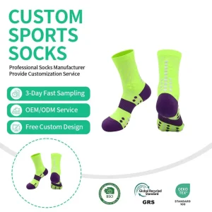 Customizable Sports Crew Socks Jacquard Embroidered Bottom Towel Knitted Technics for Spring Marathons Badminton Logo Body