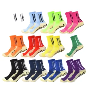 Customizable Thin Crew Soccer Grip Socks Anti Slip Sports Knitted Bottom Comfortable Summer Breathable Moisture Wicking Adults