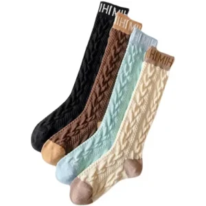 Customizable Women’s Knee High Knitted Socks with Logo Autumn Themed Thigh High Socks for Daily Use No Minimum Order