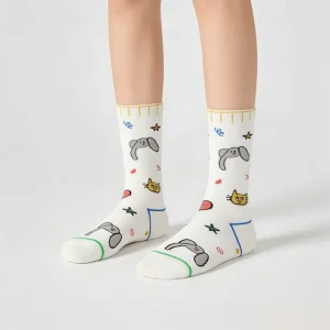 Customizable Women’s Mid-calf Socks Trend Autumn Winter Combed Cotton Socks Breathable Print House Mystery Boneless Women Socks