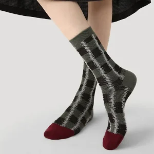 Customizable Women’s Retro Mid-Calf Socks Autumn Winter Double Needle Double Socks Trendy Breathable Comfortable Women Socks