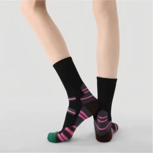 Customizable Women’s Sports Socks Trendy Color-Blocking Socks Sweat-Absorbing Odor-Resistant Long Socks Terry Sole Running Socks