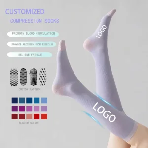 Customizable Youth Girl Anti Sports Running Compression Socks Knitted Calf Ankle High Autumn Cuff Bottom Logo