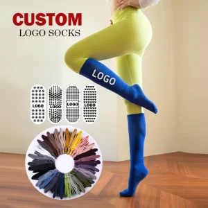 Customization Exercise Fitness Dance Sports Custom Mid Calf Pilates Knee High Non Slip Long Yoga Sock for Women