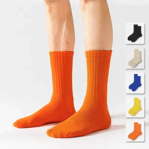 Customize Seamless Classic Ribbed Cuff Cushioned Sole 95% Combed Cotton Socks Must-have Winter Custom Mens Cushion Sock
