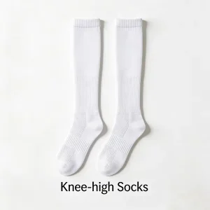 Customize Unisex White Breathable Summer Eco Friendly Knee High Socks Soft Stretchy Ribbed Casual Daily For Men Women