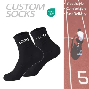 Customized Athletic Men’s Sport Socks Cushioned Cotton Ankle Crew Custom Logo Socks for Men