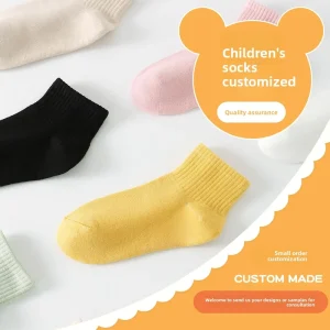 Customized Children’s Casual Pure Cotton Mid-Calf Socks Winter Sweat-Absorbent Moisture-Wicking Jacquard Design Digital Printing
