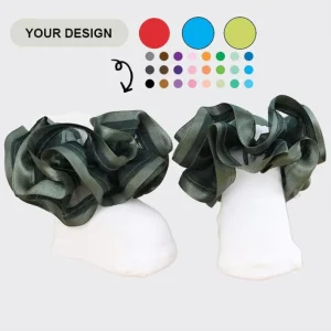 Customized Cotton Ruffle Frill Double Lace White Princess Flower Crew Custom Logo Turn Cuff Big Ruffle Socks for Girls