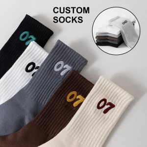 Customized Crew Men’s Cotton Running Socks Unisex Embroidery Logo Custom Socks