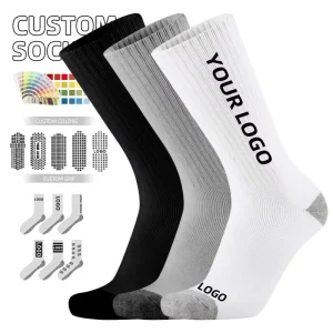 Customized Embroidery Jacquard High Quality Combed Cotton Crew Socks High Quality Custom Performance Trail Running Socks