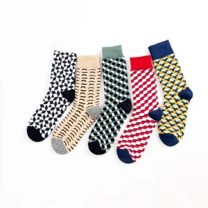 Customized Good Quality Gentlemen Personality Geometric Patterns Beard Socks for Man Cute Cartoon Colorful Cute Socks for Men