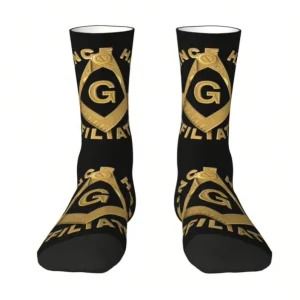 Customized Kawaii Print Freemason Prince Hall Affiliated Socks for Stretchy Masonic Mason Crew Socks