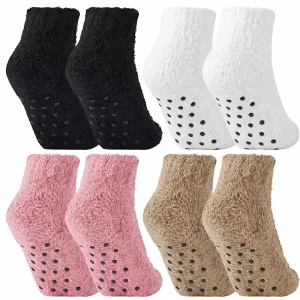 Customized Logo Anti Slip Hospital Ankle Thick Warm Fuzzy Yoga Socks For Women