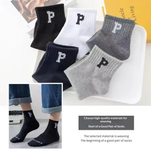 Customized Logo Socks Men’s Socks Sweat-Absorbent Breathable Polyester Cotton Deodorant Sports Anti-Slip Anti-Friction Mid-Calf