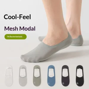 Customized Logo Socks Men’s Summer Thin Nylon Casual Socks Cool Breathable Anti-Odor Mesh Design Non-Slip Low-Cut Short Socks