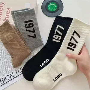 Customized Logo Sports Casual Dress Socks Unisex Sport Cotton Embroidered Crew Socks Men