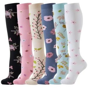 Customized Logo Workout Knee High Socks Long Cycling Stockings for Running 20 30 Mmhg Nurse Compression Socks