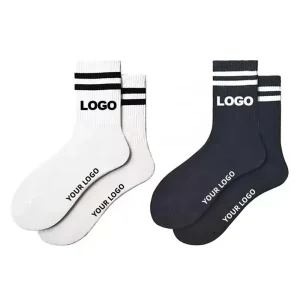 Customized Low Moq High quality Unisex logo Men Sports Striped Colored Cotton Socks