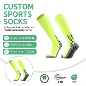 Customized Men Women Football Sports Socks Breathable Sweat Absorbent Tight Knee High Anti Slip Football Socks Customizable Logo
