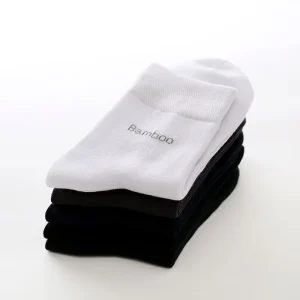 Customized Mens Bamboo Organic Socks Black Crew Seamless Toe Comfortable Business Plain Solid Color Socks