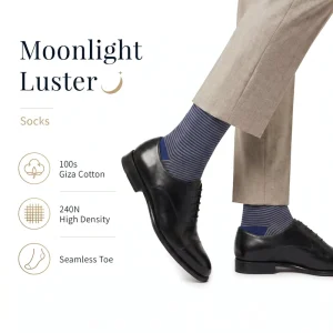 Customized Men’s Dress Socks Luxury Mercerized Cotton Striped Jacquard Antibacterial Business Formal Bespoke Branding