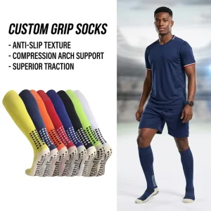 Customized Men’s Professional Non-Slip Socks Knee High Breathable Sports Socks Thickened Terry Bottom Football Socks