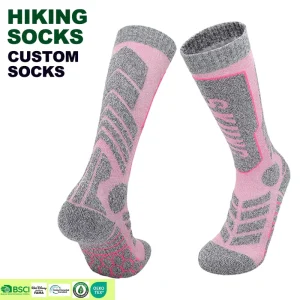 Customized Men’s Sweat-absorbent Merino Wool Socks Thermal Winter Anti-slip Warm Hiking Deodorant Knee High Knitted Socks Body
