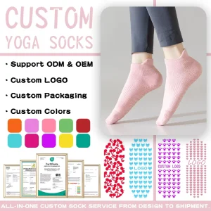 Customized Men’s Women’s All purpose Sports Socks Combed Cotton Round neck Moisture wicking Anti slip Yoga Pilates Crew Socks