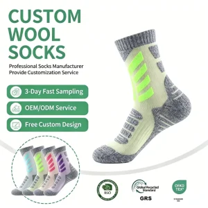 Customized Mid Calf Wool Ski Socks Quick Drying Professional Outdoor Sports Warm Crew Knitted Socks for Men Women Winter Season