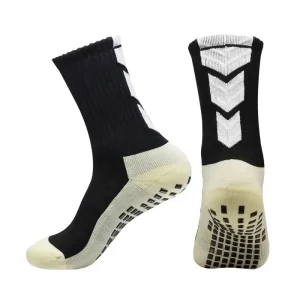 Customized Mid Micro Crew Cushioned Anti Slip Grip Pad Football Soccer Training Socks for Men