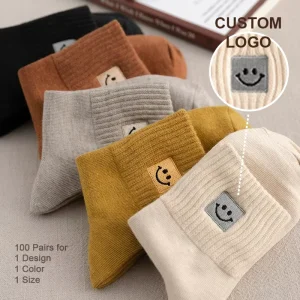 Customized Socks With Embroidery Design Cotton Terry Crew Winter Custom Men Socks