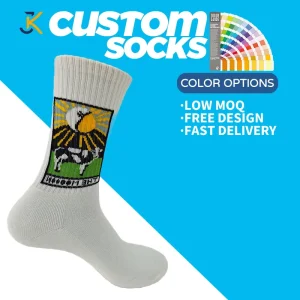 Customized Soft Cotton Knitted Eco Friendly Athletic Socks Breathable Washable Crew White Men’s Custom Design