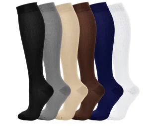Customized Spandex Nylon Compression Socks Autumn Knitted Breathable Anti Slip Knee High Stockings for Cycling Athletic Use