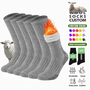 Customized Wool Socks Comfortable Warm Merino Wool Sock Custom Thick Thermal Wool Hiking Sock