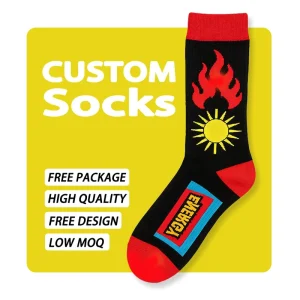 Customized Youth Unisex Socks Digital Printing Logo Fashion Design Organic Cotton Anti-Bacterial Breathable Colorful Pattern