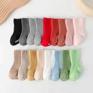 Customized logo Baby Socks Newborn Kids Children Non-slip Custom Combed Cotton Baby Boys Girls Socks With Grip