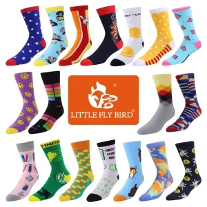Customized logo Design Bamboo Socken Chaussette High Quality Fashion Colorful Happy Funny Crew Cotton Men Socks