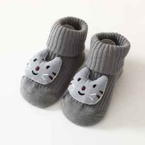 Cute 3D Cartoon Dolls Cotton Anti Slip Knitted Floor Toddler Baby Socks in Bulk