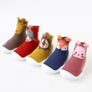 Cute 3d Animal Face Terry Comfortable Non slip Rubber Soles Baby Socks Shoes