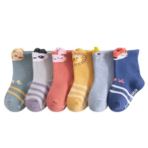 Cute Animal Anti Slip Baby Socks for Baby Thin Elastic High Crew Knitted Socks Breathable Cotton