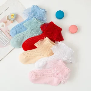 Cute Baby Lace Princess Ankle Socks Breathable Knitted Cotton Spandex Summer Thin