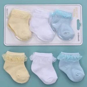 Cute Baby Toddler Ankle Socks Knitted Breathable Babe Girl Socks for Newborn with Pretty Lace