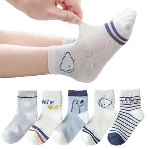 Cute Breathable Jacquard Cotton Socks for Boys and Children Summer Class