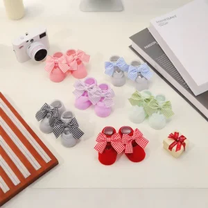 Cute Butterfly Knot Ankle Toddler Non Slip Indoor Floor Socks Colorful Baby Socks