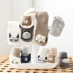 Cute Cartoon Animal Anti Slip Grip Cotton Crew Toddler Infant Newborn Baby Doll Socks